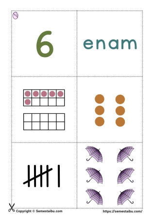 Flashcard angka anak pdf bilangan 6
