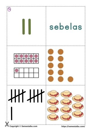 Flashcard angka anak pdf bilangan 11