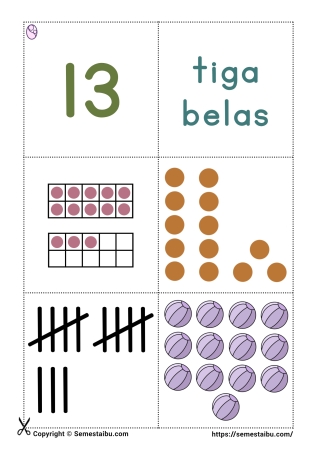 Flashcard angka anak pdf bilangan 13