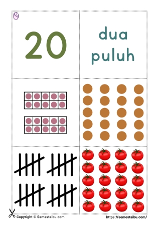 Flashcard angka anak pdf bilangan 20