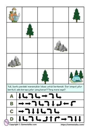 Kognitif lembar kerja worksheet anak tk sd maze algoritma tema rekreasi