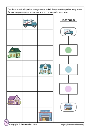 Kognitif lembar kerja worksheet anak tk sd maze algoritma tema kendaraan