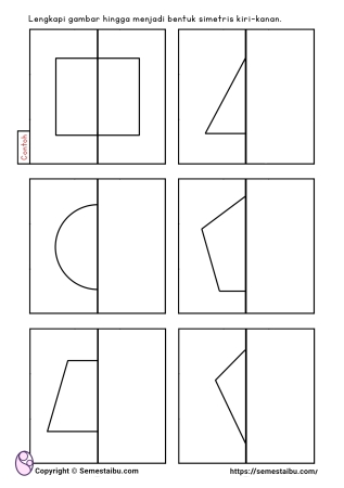 Kognitif lembar kerja worksheet anak tk paud simetri menggambar