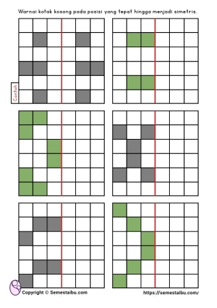 Kognitif lembar kerja worksheet anak tk paud simetri mewarnai