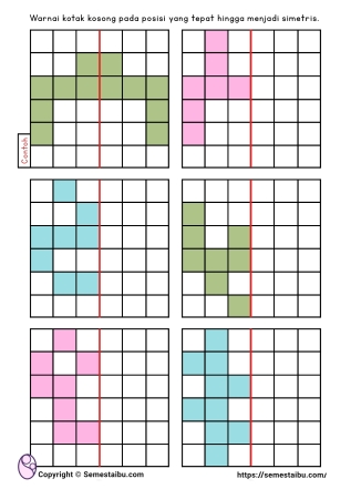 Kognitif lembar kerja worksheet anak tk paud simetri mewarnai