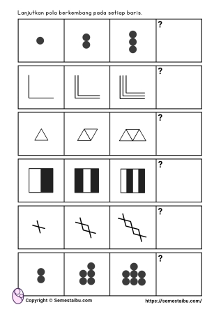 Kognitif lembar kerja worksheet anak tk paud sd pola berkembang growing pattern