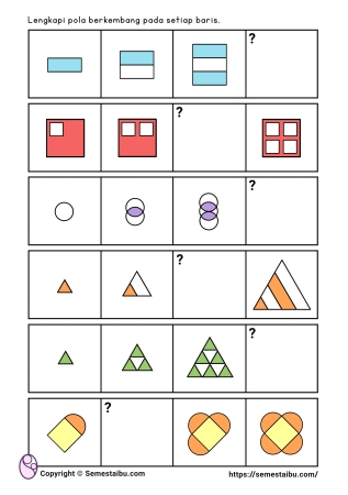 Kognitif lembar kerja worksheet anak tk paud sd pola berkembang growing pattern