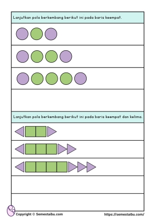 Kognitif lembar kerja worksheet anak tk paud sd pola berkembang growing pattern
