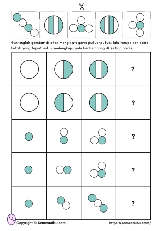Kognitif lembar kerja worksheet anak tk paud sd pola berkembang growing pattern