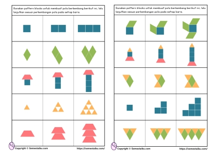 Kognitif lembar kerja worksheet anak tk paud sd pola berkembang growing pattern