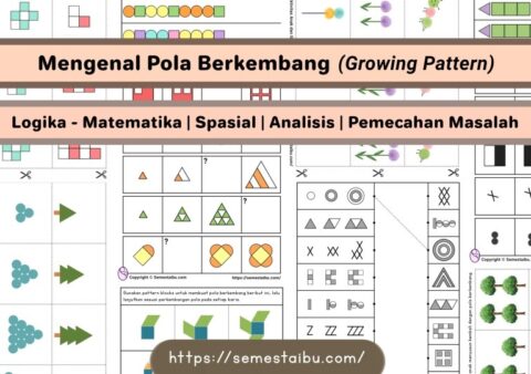 Kognitif lembar kerja worksheet anak tk paud sd pola berkembang growing pattern