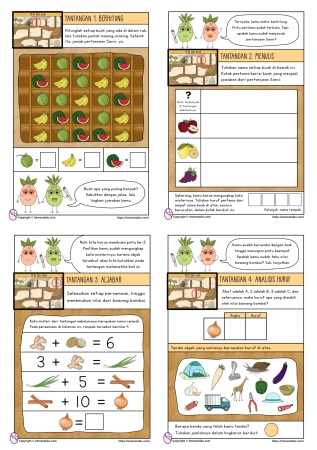 Kognitif lembar kerja anak tk sd naratif matematika bahasa