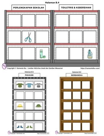 Lembar kerja worksheet anak tk paud pretend play berbelanja toko swalayan