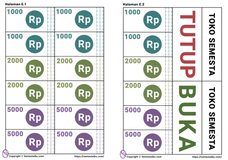 Lembar kerja worksheet anak tk paud pretend play berbelanja toko swalayan