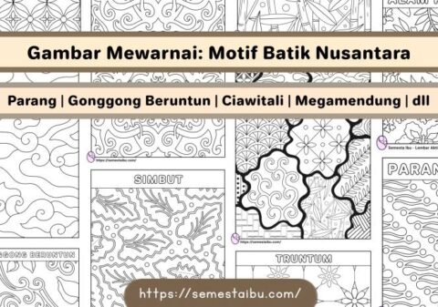 Gambar mewarnai anak tk paud sd motif batik indonesia