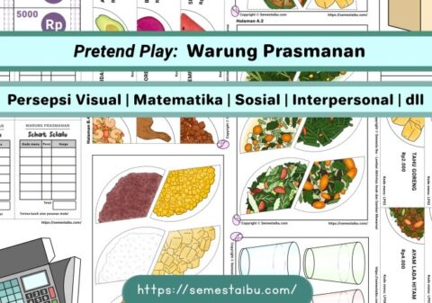 Lembar kerja worksheet anak tk paud pretend play warung makan prasmanan restoran