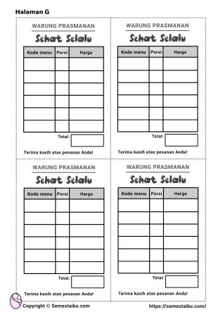 Lembar kerja worksheet anak tk paud pretend play warung makan prasmanan restoran
