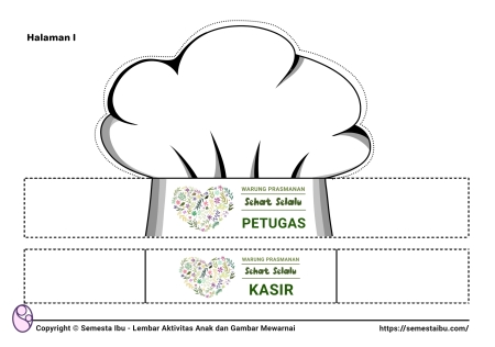 Lembar kerja worksheet anak tk paud pretend play warung makan prasmanan restoran