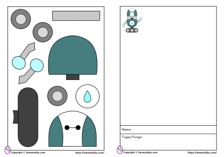 Lembar kerja worksheet anak tk paud sd gunting tempel robot