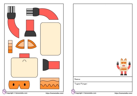 Lembar kerja worksheet anak tk paud sd gunting tempel robot