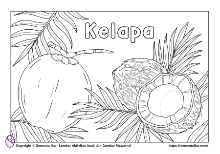Gambar mewarnai buah kelapa