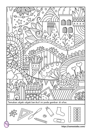 Worksheet lembar kerja anak tk mencari objek gambar mewarnai