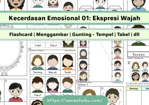 Lembar kerja anak tk sd kecerdasan emosional mengenal emosi ekspresi wajah