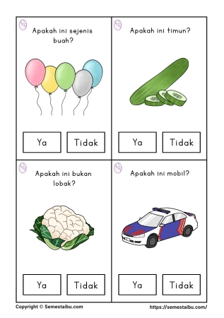Flashcard pertanyaan lembar kerja worksheet anak tk paud bahasa