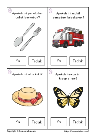 Flashcard pertanyaan lembar kerja worksheet anak tk paud bahasa