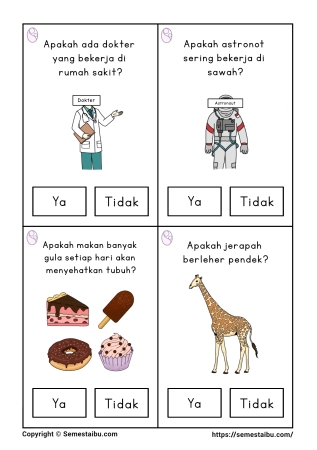 Flashcard pertanyaan lembar kerja worksheet anak tk paud bahasa