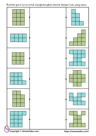 Lembar kerja worksheet anak tk sd perbandingan luas
