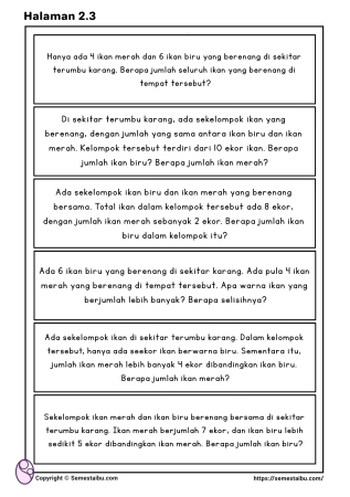 Lembar kerja anak tk sd matematika soal cerita