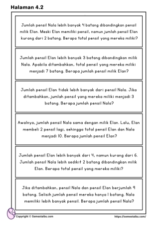 Lembar kerja anak tk sd matematika soal cerita
