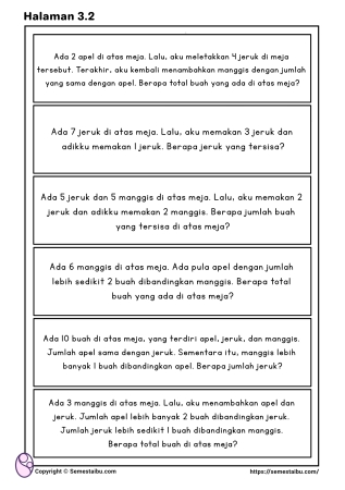 Lembar kerja anak tk sd matematika soal cerita