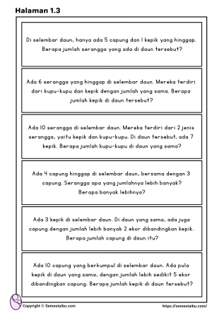 Lembar kerja anak tk sd matematika soal cerita