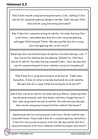 Lembar kerja anak tk sd matematika soal cerita