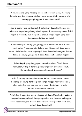 Lembar kerja anak tk sd matematika soal cerita