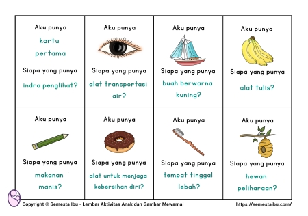 Lembar kerja anak tk sd - sosial bahasa - permainan kelompok - aktivitas kelas - aku punya siapa punya.jpg