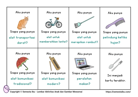 Lembar kerja anak tk sd - sosial bahasa - permainan kelompok - aktivitas kelas - aku punya siapa punya.jpg