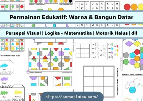Lembar kerja anak tk paud warna bangun datar