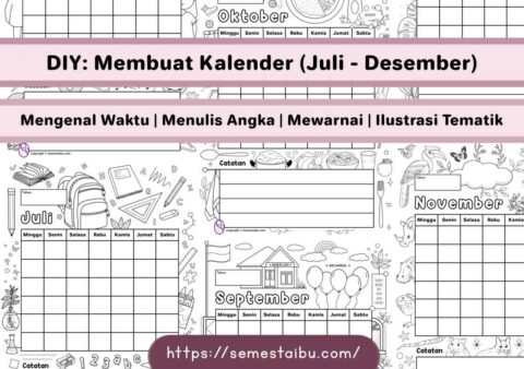 Lembar kerja anak tk sd gambar mewarnai kalender
