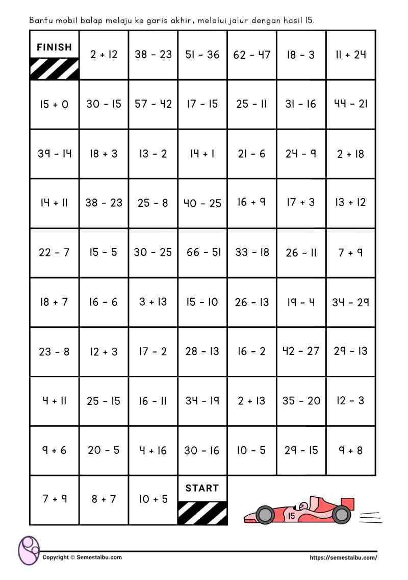 Lembar kerja anak tk sd matematika penjumlahan pengurangan