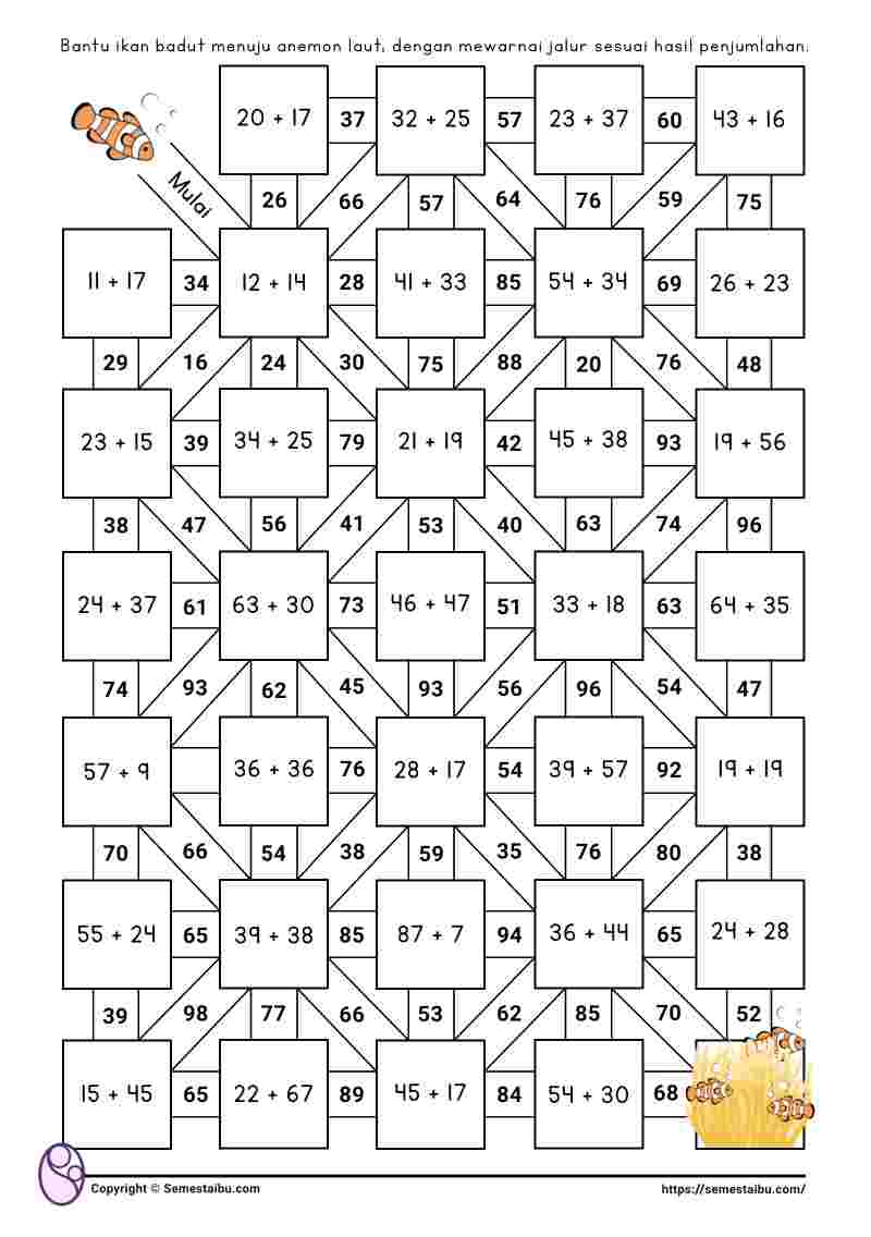 Lembar kerja anak tk sd matematika penjumlahan