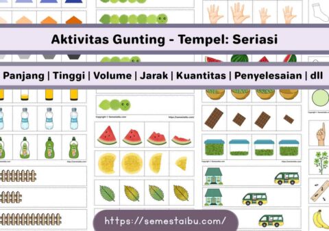 Lembar kerja anak tk sd gunting tempel seriasi