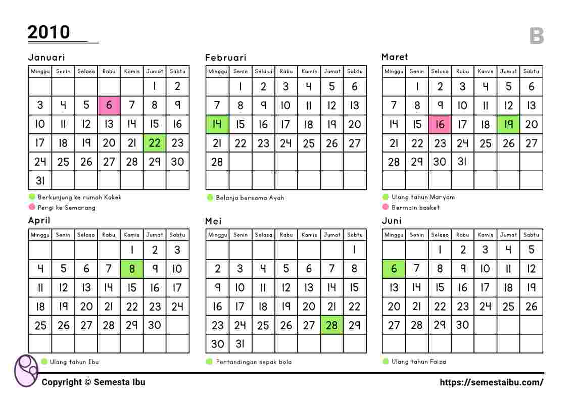 Lembar kerja anak tk sd membaca kalender