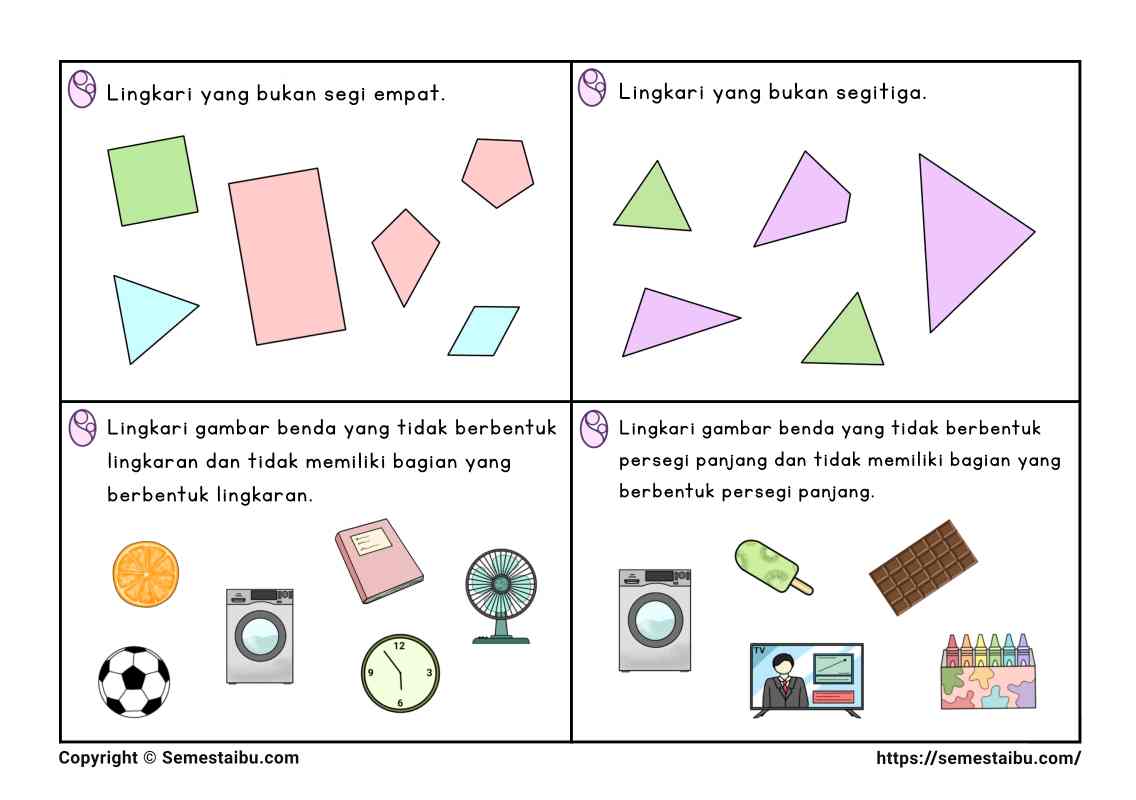 Lembar kerja anak tk sd task card noncontoh negasi