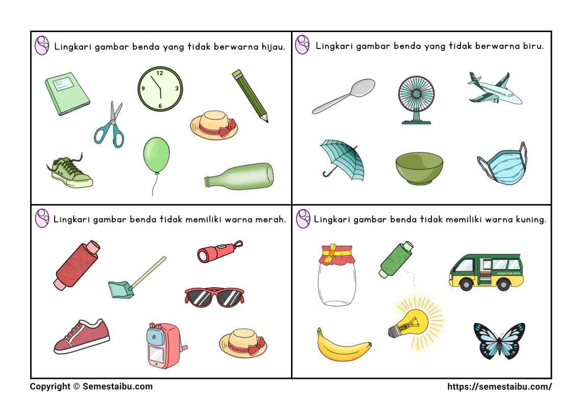 Lembar kerja anak tk sd task card noncontoh negasi