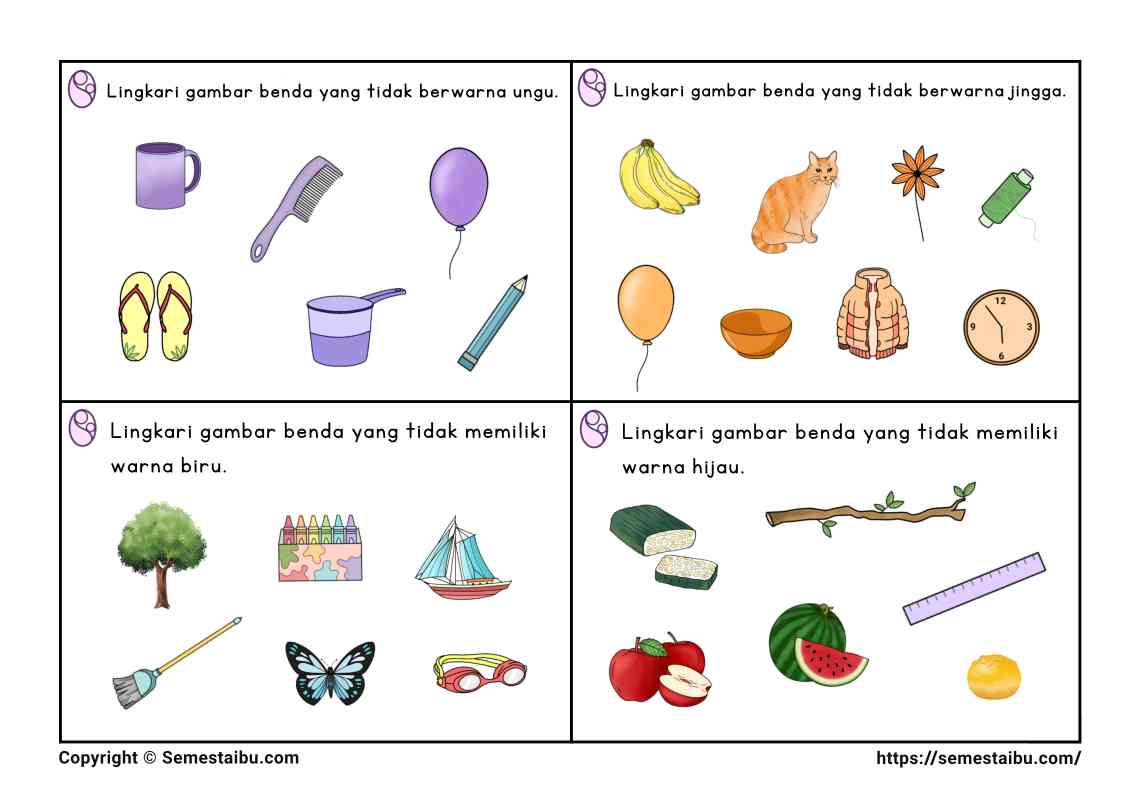 Lembar kerja anak tk sd task card noncontoh negasi