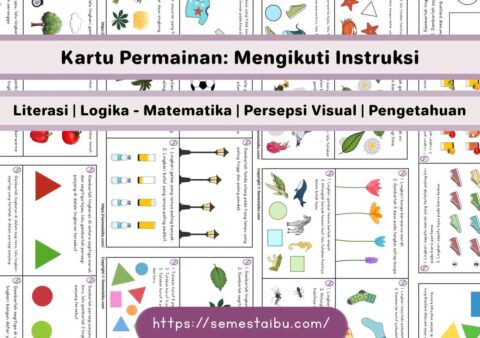 Lembar kerja anak kartu permainan membaca instruksi