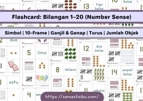 Flashcard bilangan number sense 1-20